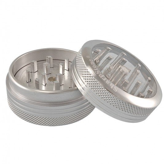Młynek Aluminiowy Sharpstone Pushclean Srebrny  (Ø56mm, 2 częśći) 